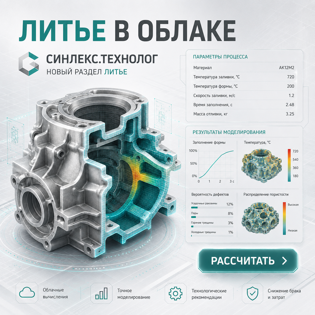 Расчёт литья и заказ металлообработки в Sinlex: выбор технологии, материала, партии и стоимости